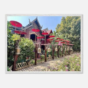 Wat Phan Tao Bell Framed Art: Thailand Temple Photo Poster