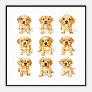 Framed Golden Retriever Print - Adorable Dog Wall Art - Ready to Hang
