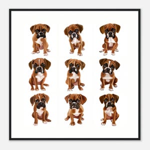 Framed Boxer Dog Print - Adorable Dog Wall Art - Ready to Hang