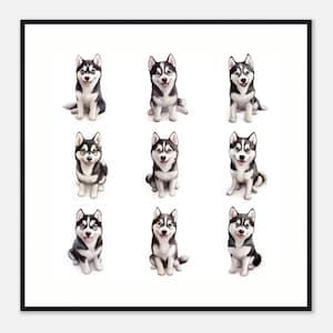 Framed Husky Print - Adorable Dog Wall Art - Ready to Hang