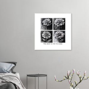 Framed Floral Art Print: Inspirational Quote, Ready to Hang