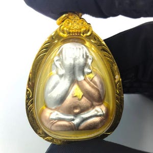 Phra Pitta Tricolor Amulet Pendant - Thai Talisman for Protection and Prosperity
