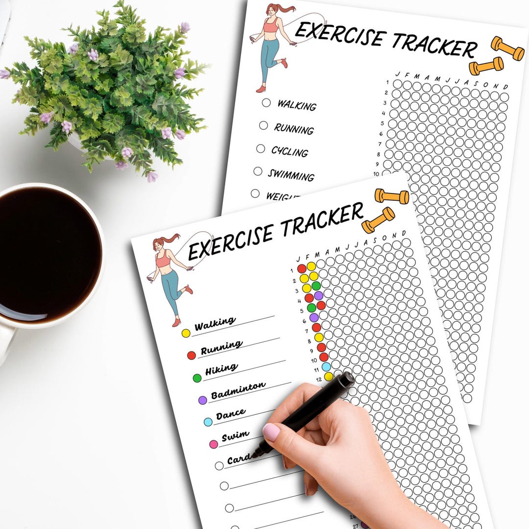 Minimal Exercise Tracker Printable | Yearly Fitness Planner | A4 A5 US ...
