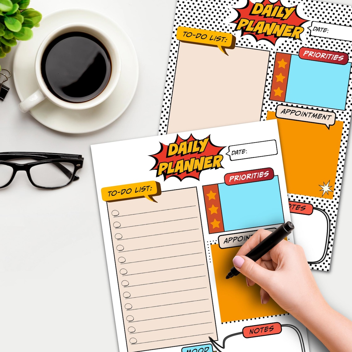 Comic Style Daily Planner Printable | Fun Pop Art Organizer | Undated ...