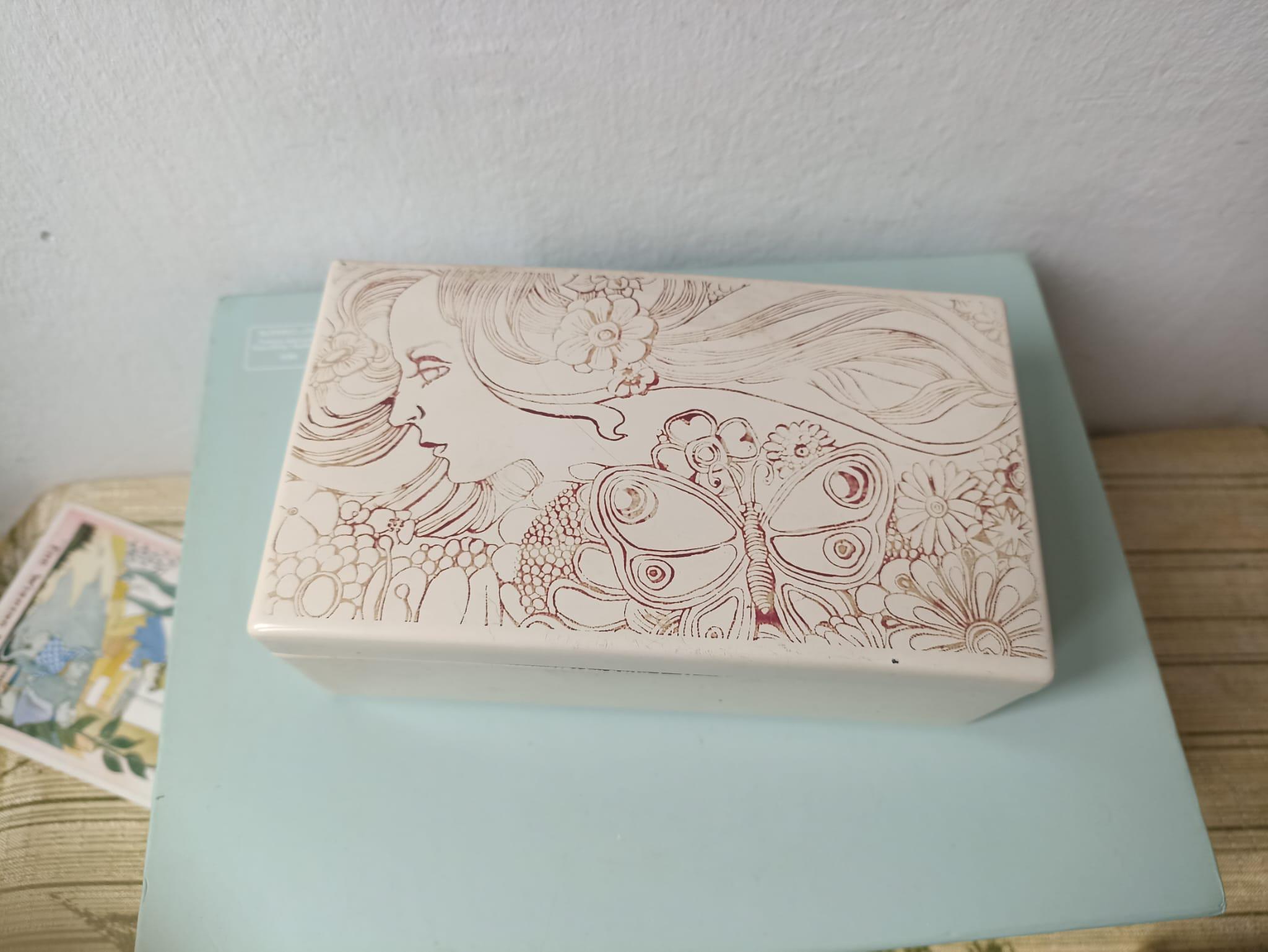Beautiful Art Nouveau Metal Box for Elizabeth Arden Made in Japan
