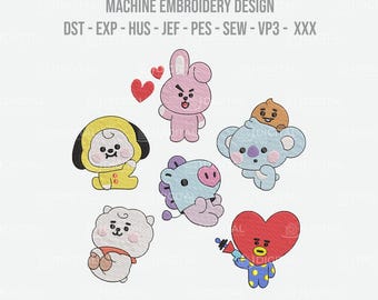 BT21 Characters Embroidery Design: BTS Machine Embroidery Files (Instant Download)