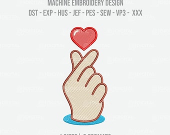 K-Pop Heart Hand Love Machine Embroidery Design, Embroidery File, 4 sizes, Instant Download