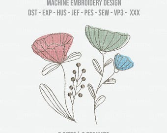 Heart Floral Frame Machine Embroidery Design, Embroidery File, 4 Sizes ...