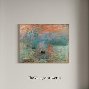Impresión del amanecer de Claude Monet, descarga digital, pintura impresionista de paisaje marino imprimible, arte del puerto francés, decoración de pared vintage