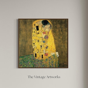 Digital Download | The Kiss by Gustav Klimt Printable Gold Art Nouveau Painting Romantic Wall Decor Vintage Lovers Artwork