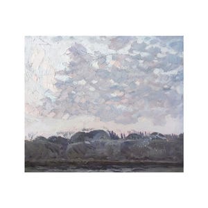 Original painting by Ukrainian artist A.Zhezher Cloudy Sky, Landscape with Stormy Sky, Atmospheric Painting, River Landscape, View of Coast