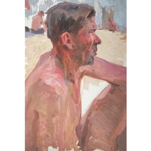 Pintura al óleo original de mediados del siglo XX, retrato masculino del artista ucraniano V. Pirogov, arte figurativo, arte de Europa del Este, impresionista
