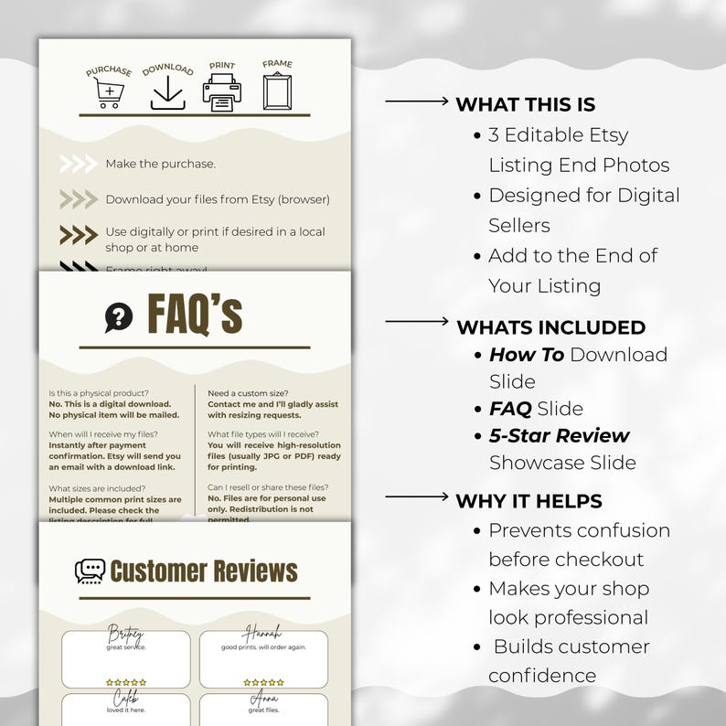 Editable Etsy Listing Photos Canva Template | FAQ, Download ...