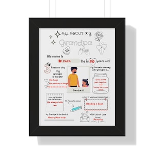Printable Father's Day Gift for Grandpa- All about Grandpa Questionnaire for kids-Instant download- keepsake- grandpa gift from grandkids