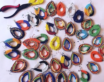 Partihandel Maasai Pärlörhängen: Handgjorda Afrikanska Boho Smycken, 50 Par