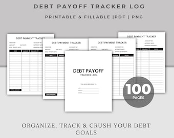 Debt Payoff Tracker Printable | PDF + PNG Debt Payment Log | Budget Worksheet to Track Balance, Due Dates, Interest & Goal Progress