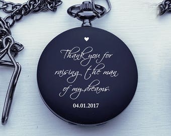 Personalized Pocket Watch Custom Engraved Metal Father in Law Gift Father of Bride Gift Father of the Groom Gift for Him Thank You Gift
