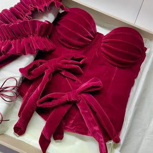 red overbust corset, red velour corset, back lace up corset, woman accessory, burgundy corset, red feminine corset, bordo fashion item, elegant piece, womens accessories, adgustable size, romantic outfit gift, Christmas sale, girlfriends gift,santa lingerie, witch lingerie, romantic lingerie, red velvet corset, red lingerie, overbust corset, lingerie sets, lingerie christmas, christmas corset, corset lingerie, lace up corset, babydoll lingerie, intimo donna