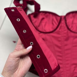 red overbust corset, red velour corset, back lace up corset, woman accessory, burgundy corset, red feminine corset, bordo fashion item, elegant piece, womens accessories, adgustable size, romantic outfit gift, Christmas sale, girlfriends gift,santa lingerie, witch lingerie, romantic lingerie, red velvet corset, red lingerie, overbust corset, lingerie sets, lingerie christmas, christmas corset, corset lingerie, lace up corset, babydoll lingerie, intimo donna
