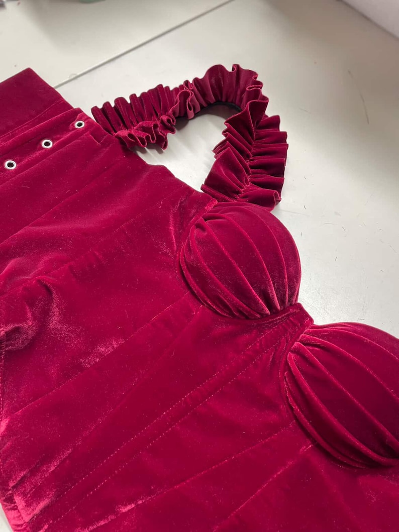 red overbust corset, red velour corset, back lace up corset, woman accessory, burgundy corset, red feminine corset, bordo fashion item, elegant piece, womens accessories, adgustable size, romantic outfit gift, Christmas sale, girlfriends gift,santa lingerie, witch lingerie, romantic lingerie, red velvet corset, red lingerie, overbust corset, lingerie sets, lingerie christmas, christmas corset, corset lingerie, lace up corset, babydoll lingerie, intimo donna