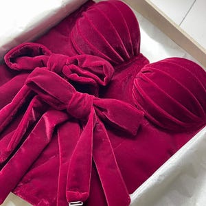 red overbust corset, red velour corset, back lace up corset, woman accessory, burgundy corset, red feminine corset, bordo fashion item, elegant piece, womens accessories, adgustable size, romantic outfit gift, Christmas sale, girlfriends gift,santa lingerie, witch lingerie, romantic lingerie, red velvet corset, red lingerie, overbust corset, lingerie sets, lingerie christmas, christmas corset, corset lingerie, lace up corset, babydoll lingerie, intimo donna