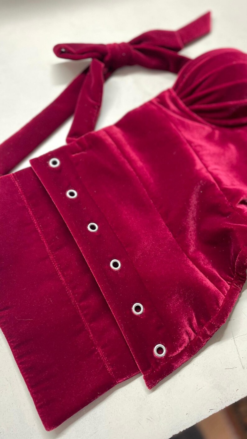 red overbust corset, red velour corset, back lace up corset, woman accessory, burgundy corset, red feminine corset, bordo fashion item, elegant piece, womens accessories, adgustable size, romantic outfit gift, Christmas sale, girlfriends gift,santa lingerie, witch lingerie, romantic lingerie, red velvet corset, red lingerie, overbust corset, lingerie sets, lingerie christmas, christmas corset, corset lingerie, lace up corset, babydoll lingerie, intimo donna