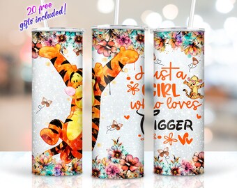 Just A Girl Who Loves Cartoon 20oz Skinny Tumbler Sublimation, Cartoon Tumbler Tumbler Straight/Tapered Png, Digital Download