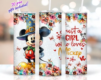 Just A Girl Who Loves Cartoon 20oz Skinny Tumbler Sublimation, Cartoon Tumbler Tumbler Straight/Tapered Png, Digital Download