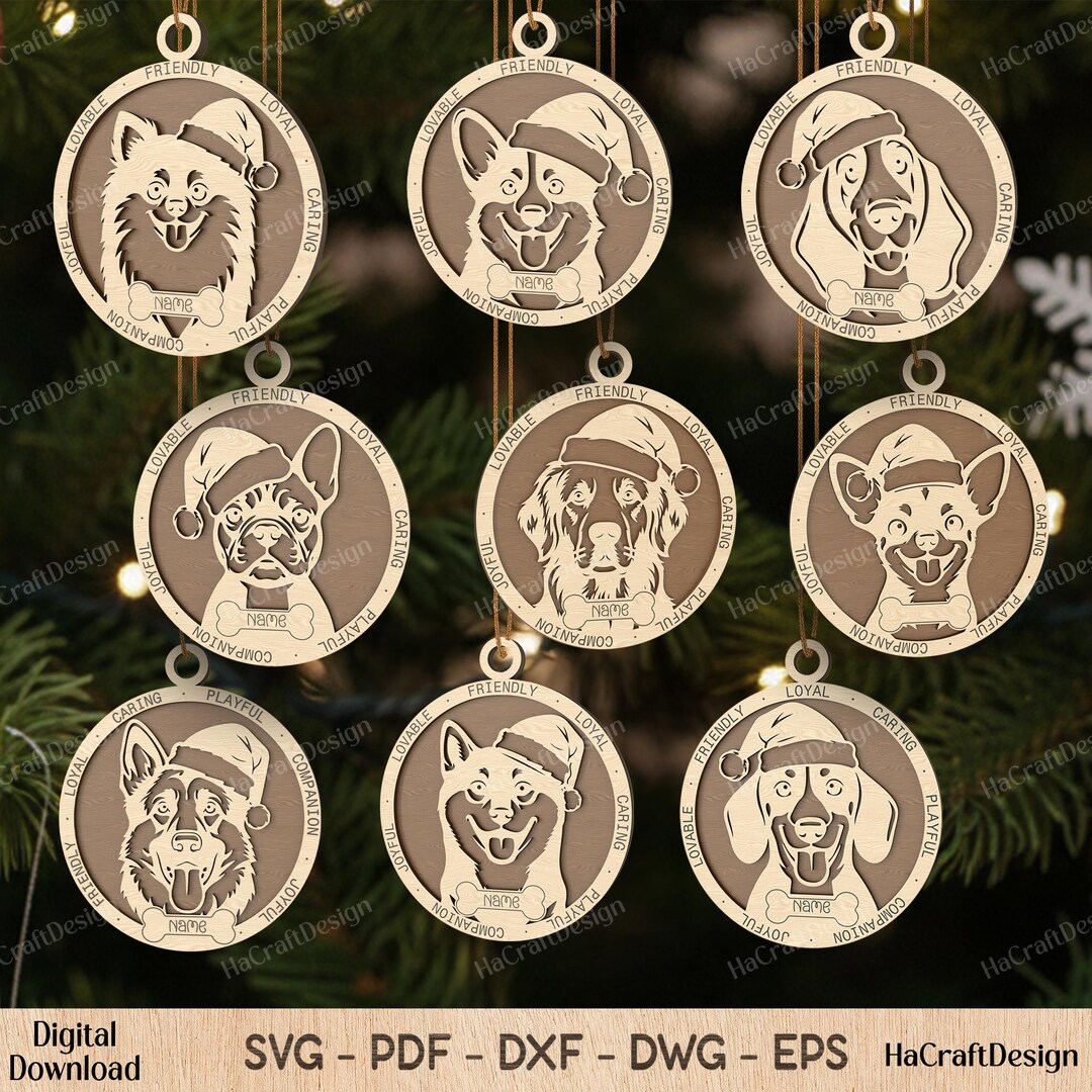 Dog Breed Christmas Ornament SVG Bundle , Personalized Pet Ornament ...