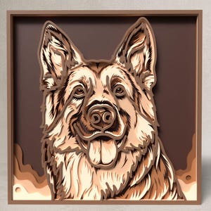 Lasergesneden bestand Duitse herder – 3D-muurkunst hond (digitale download)