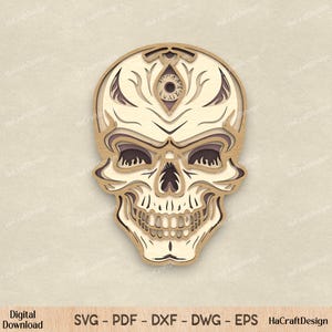 Layered Halloween Skull SVG: Laser Cut File for Spooky Decor (Digital Download)