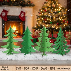 3D Christmas Tree SVG Bundle - Laser Cut Winter Forest Display (Digital Download)