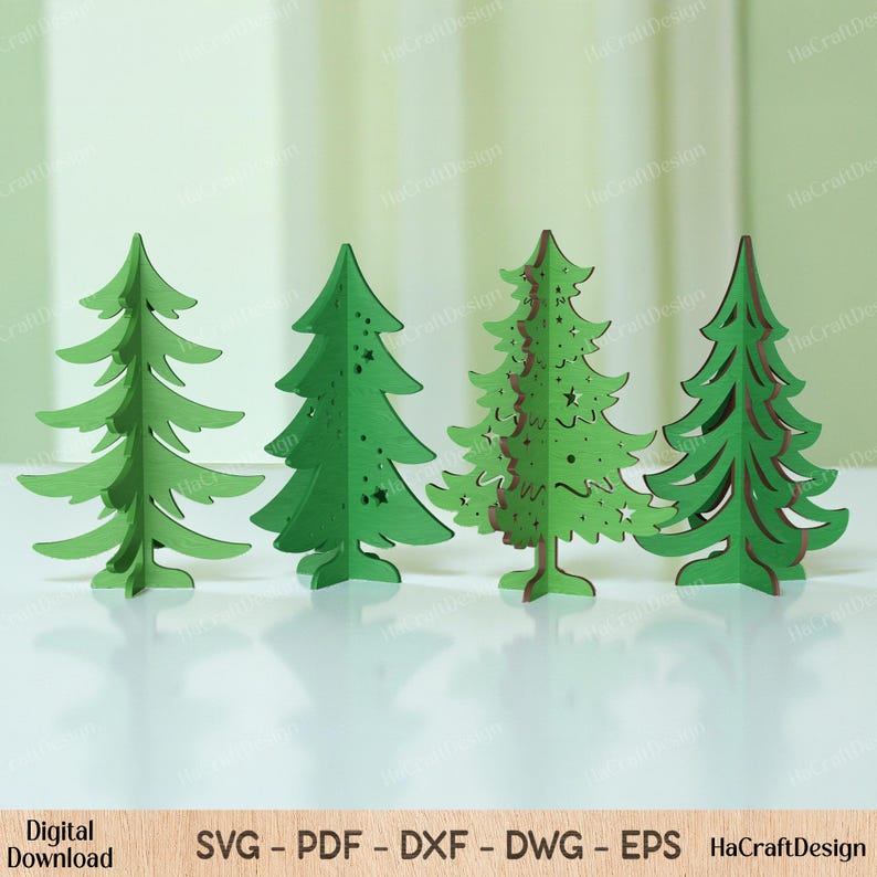 3D Christmas Tree SVG Bundle - Laser Cut Winter Forest Display (digital ...