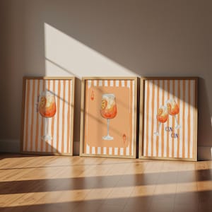 Aperol Spritz Set of 3 | Summer Spritz Cocktail Print Bundle | Artful Poster Bundle | Bundle printing | Instant Download Print Set