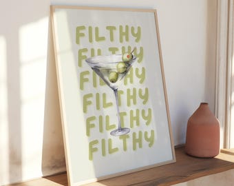 Lámina decorativa Dirty Martini, decoración moderna para la cocina, adorno de pared para cócteles, descarga digital.
