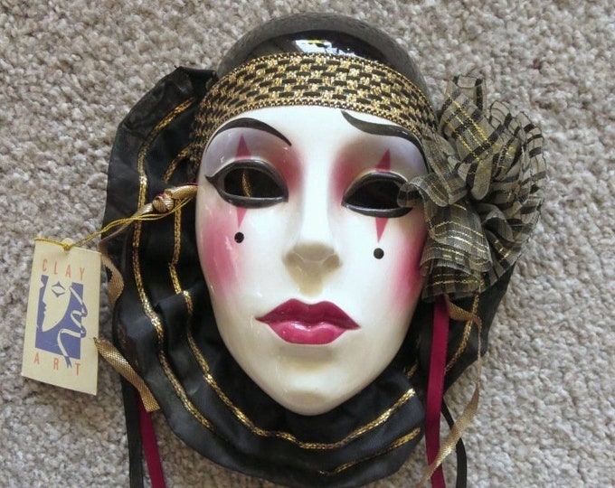 Clay Art Ceramic Face Wall Mask Beautiful Pierrot Decorative Etsy