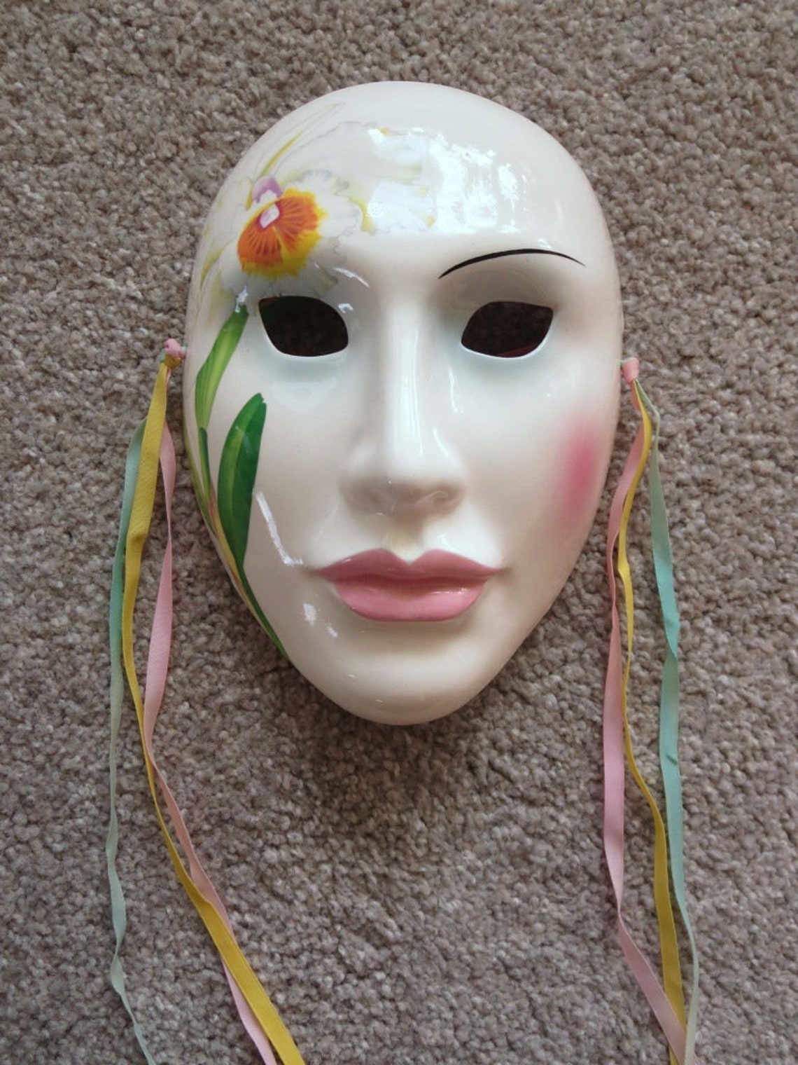 Ceramic Face Wall Mask by Vandor of Japan with Daffodil Etsy