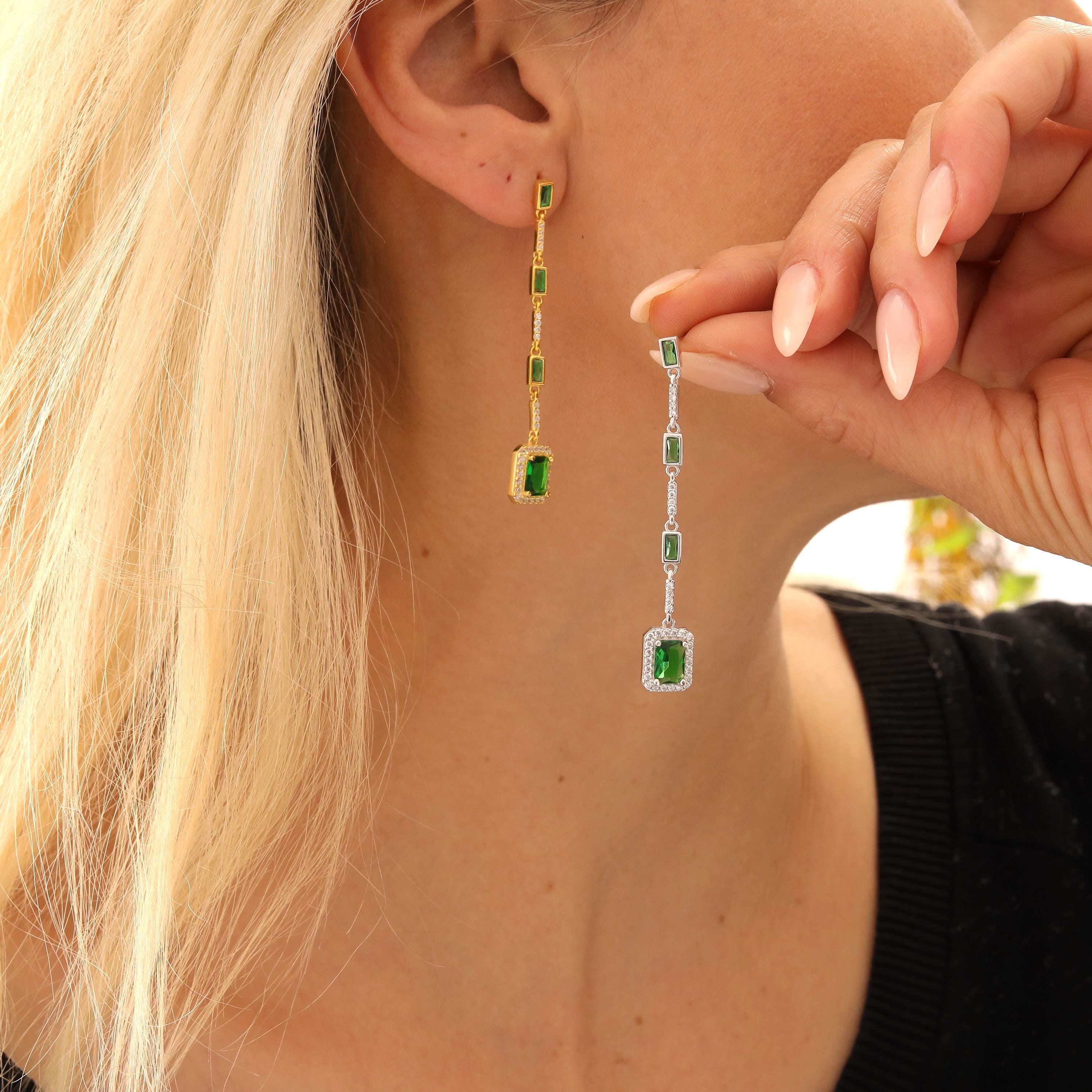 slim fit dress slacks Tried and True Love Earrings in Emerald