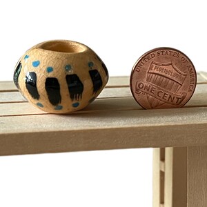 Mini whimsical low pottery bowl: Hand thrown, painted+glazed mini (Adult collector)