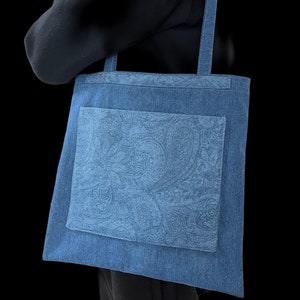 Bolso de mano de mezclilla elegante/Correas para el hombro/Cartera delgada/Bolso de compras de mezclilla/Bolso de mano bohemio/Plegable/Hecho a mano: Doll Clothes Cottage/EE. UU./Envío GRATIS