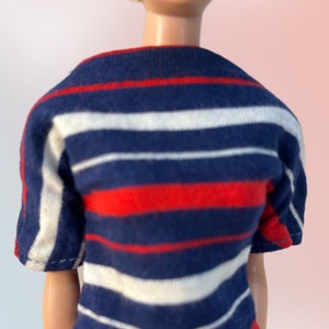 Vintage clothing Tammy+Family dolls by Ideal|Red, white, blue knit top|Original 1962-63 striped shirt|Doll Clothes Cottage|America|FREE SHIP