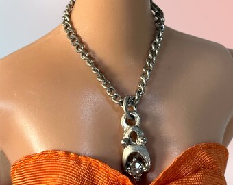 Rare Vintage Barbie Cleinman Jewelry Rhinestone Necklace: 1960s Silver Chain