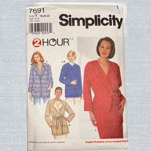 Simplicity MISSES Jacket Sewing Pattern: Loose Fit Coat, Size 18-22 (Uncut, FREE Ship)