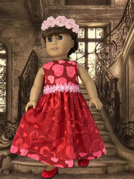 Red Hearts Gown for 18" Doll: Handmade Valentines Dress - Etsy