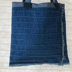 Denim pin tuck tote, shoulder straps + pocket: Handmade Boho Go-To bag