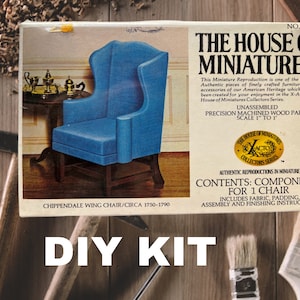 Dollhouse Chippendale Wing Chair|Wood furniture kit|#40016|House of Miniatures|Sealed|Adult collector|Doll Clothes Cottage-America|FREE SHIP
