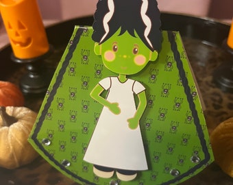 Frankenstein’s Bride wobble style Halloween greetings card