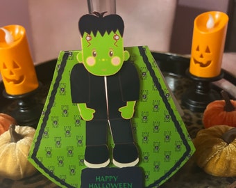 Cute Frankenstein monster wobble style Halloween greetings card