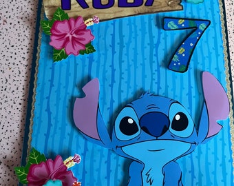 Stitch personalised birthday card