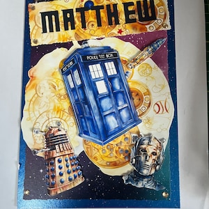 Cartão de felicitações personalizado com tema Dr Who Tardis